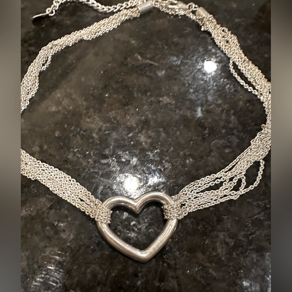 New Solid 925 Sterling Silverv Large Open Heart mesh necklace adjustable 😍 - Picture 4 of 8
